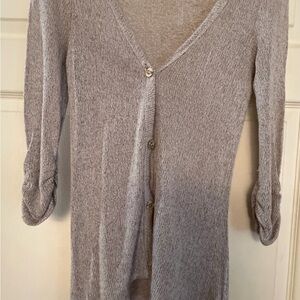 Blush Light Gray Button-Up Cardigan